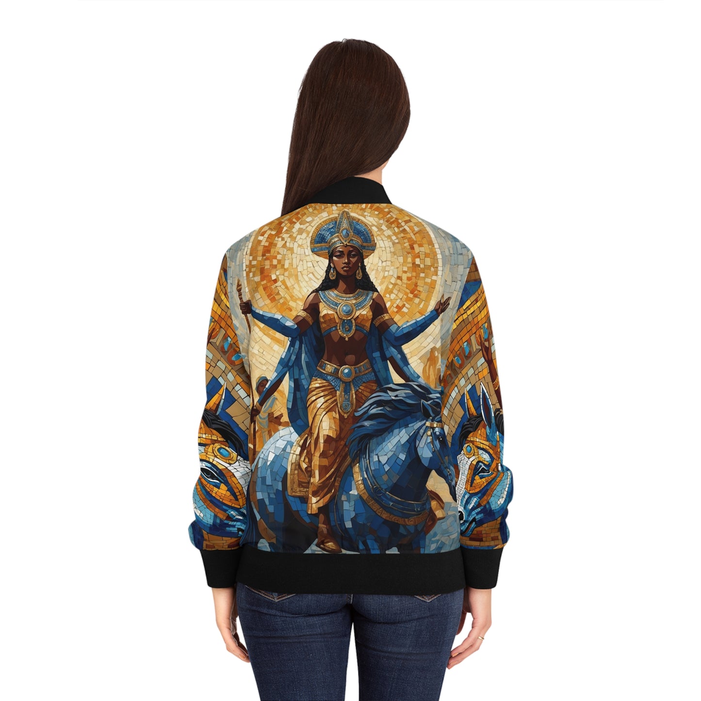 Yemoja n Dem Mosaic Women's Bomber Jacket - Stylish Vintage Art Design