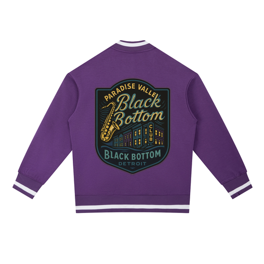 Black Bottom Paradise Valley Contrast Piping Zip Bomber Jacket