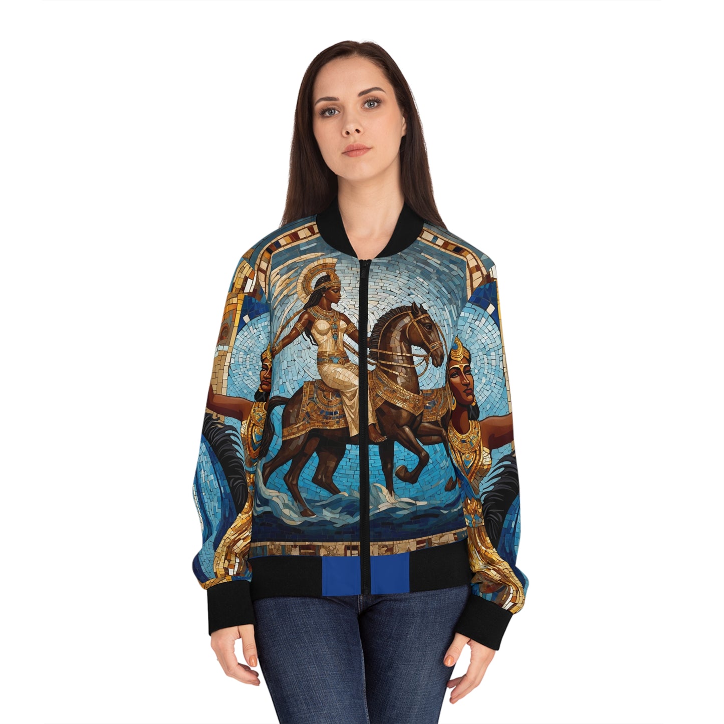 Yemoja n Dem Mosaic Women's Bomber Jacket - Stylish Vintage Art Design