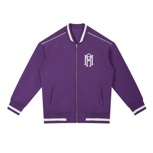 Black Bottom Paradise Valley Contrast Piping Zip Bomber Jacket